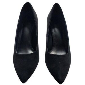 Black Pumps 5 Sueded Pointed Toe Mid Kitten Heels
